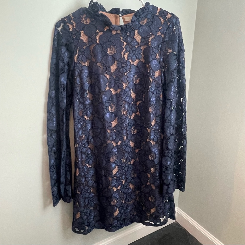 Wayf Midnight Blue Lace Shift Dress